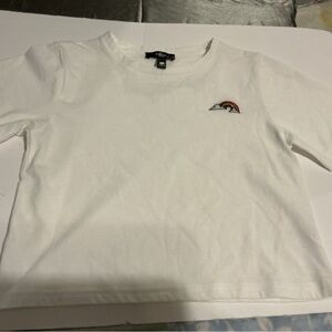 Aqua White Tee with Rainbow Accent